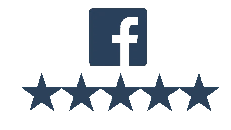 An image of the Facebook logo with five stars underneath. The image incidates that Axis Solicitors has many five-star reviews on their main @AxisSolicitors Facebook account. The image is linked to the review page for Axis Solicitors Limited's main account.