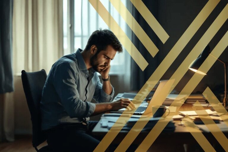 The image depicts a person sitting at a desk, intently writing an appeal letter after receiving a UK visa refusal letter.