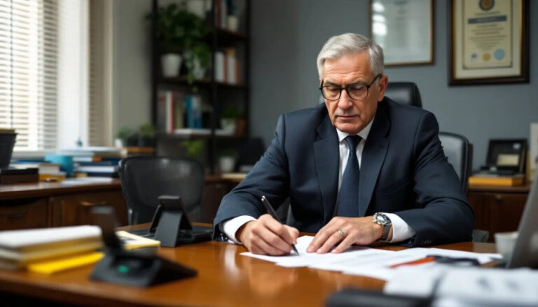 Man writing documents related to their application for switching from a skilled worker visa to ILR