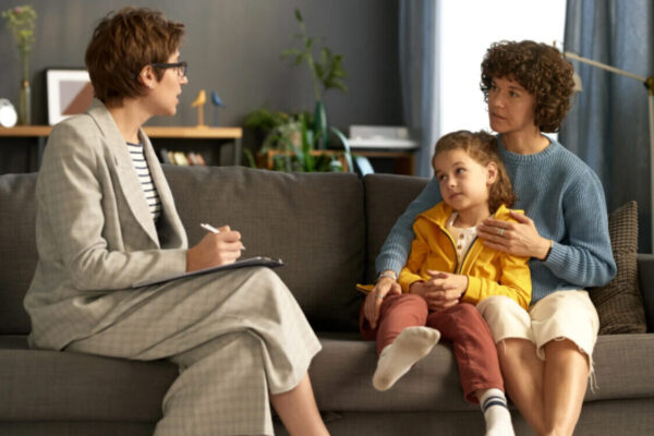 Adoption assessment interview, demonstrating support for mother and child