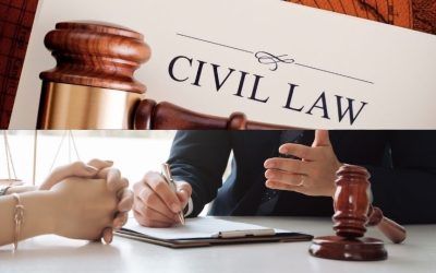 (In the image a civil litigation solicitor can be seen providing a client with advice)