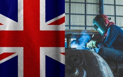 (In the image a UK flag can be seen along with a skilled worker at work) UK Skilled Worker Visa 2025 Changes in Rules Key Changes